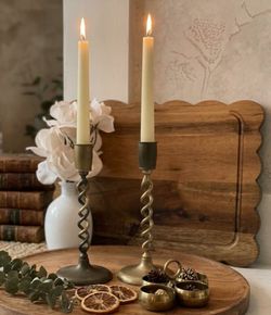 Vintage Brass Barley Twist Candlestick Holders- Set of 2