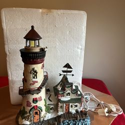 Christmas 🎄 Lighthouse with Fishing Cottage 