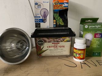 Reptile Supplies. Light included