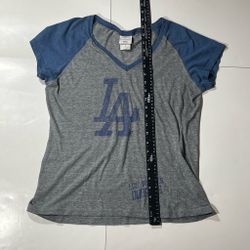 Mlb Los Angeles Dodgers Women's Short Sleeve V-neck Fashion T