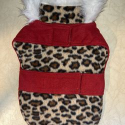 Dog Vest (Jacket) Faux Leopard Printed Reversible W/ Leash Design 