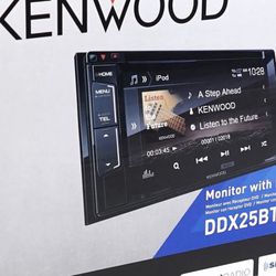 DVD Player Touch Screen Monitor kenwood ddx25bt Double Din Truck Or SUV Car Stereo Built In Amplifier 200 Watt Bluetooth iPod Connection Subwoofer  Thumbnail