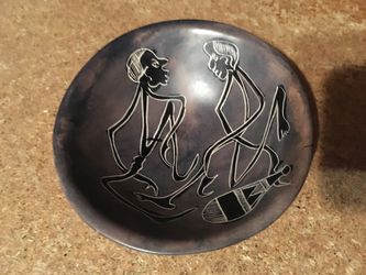 Small African bull handmade tribal native style stone cup bowl