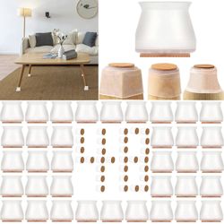 NEW 48PC Chair Leg Floor Protectors Silicone Chair Leg Covers For Hardwood Floor