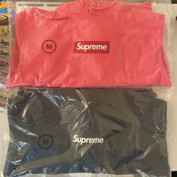 Supreme Box Logo Hoodie M Medium Navy Blue  Pink