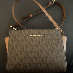 Michael Kors Brown Logo Small Purse with Shoulder Strap