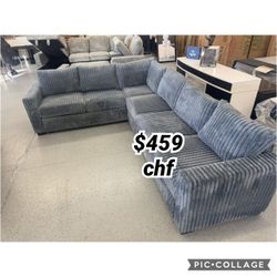 Dark Gray Corduroy Living Room Sectional Sofa 