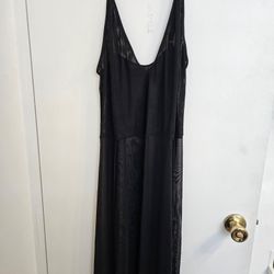 Size 1X Sheer Strapping Long Sheer Dress 