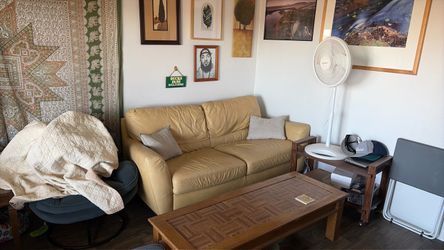Yellow leather couch - FREE with pick up