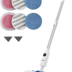 Electric Mop, Cordless Spin Mop for Floor Cleaning, AlfaBot S1 Cordless Mop with Water Sprayer and LED Headlight, Super Quite & Rechargeable Floor Scr