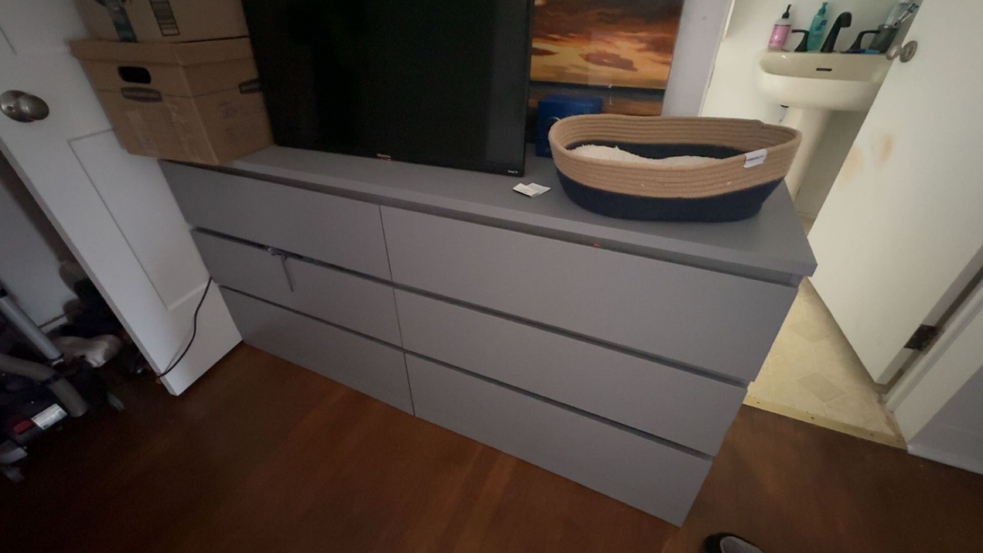 Grey Six Drawer Dresser 