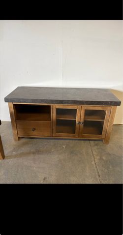 Wood TV Stand with Stone Top