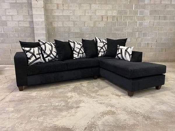 New Black Pillow Back Sectional Sofa 🚛 Same Day Delivery 💥Can Finance W/ $50 Down EZ Rent 2 Own Plan 💥