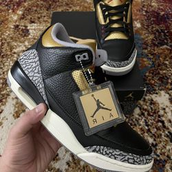 Jordan Retro 3 Black Cement Gold 