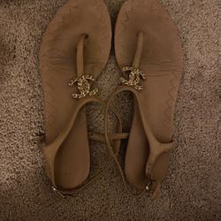 Nude chanel sandals hot sale