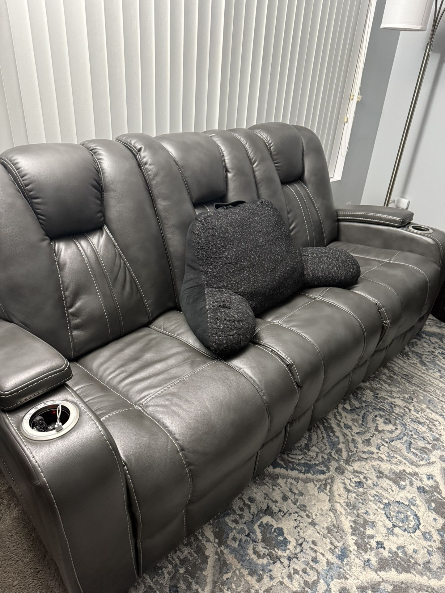 LIKE NEW LEATHER COUCH 2 PIECE- MOR FURNITURE