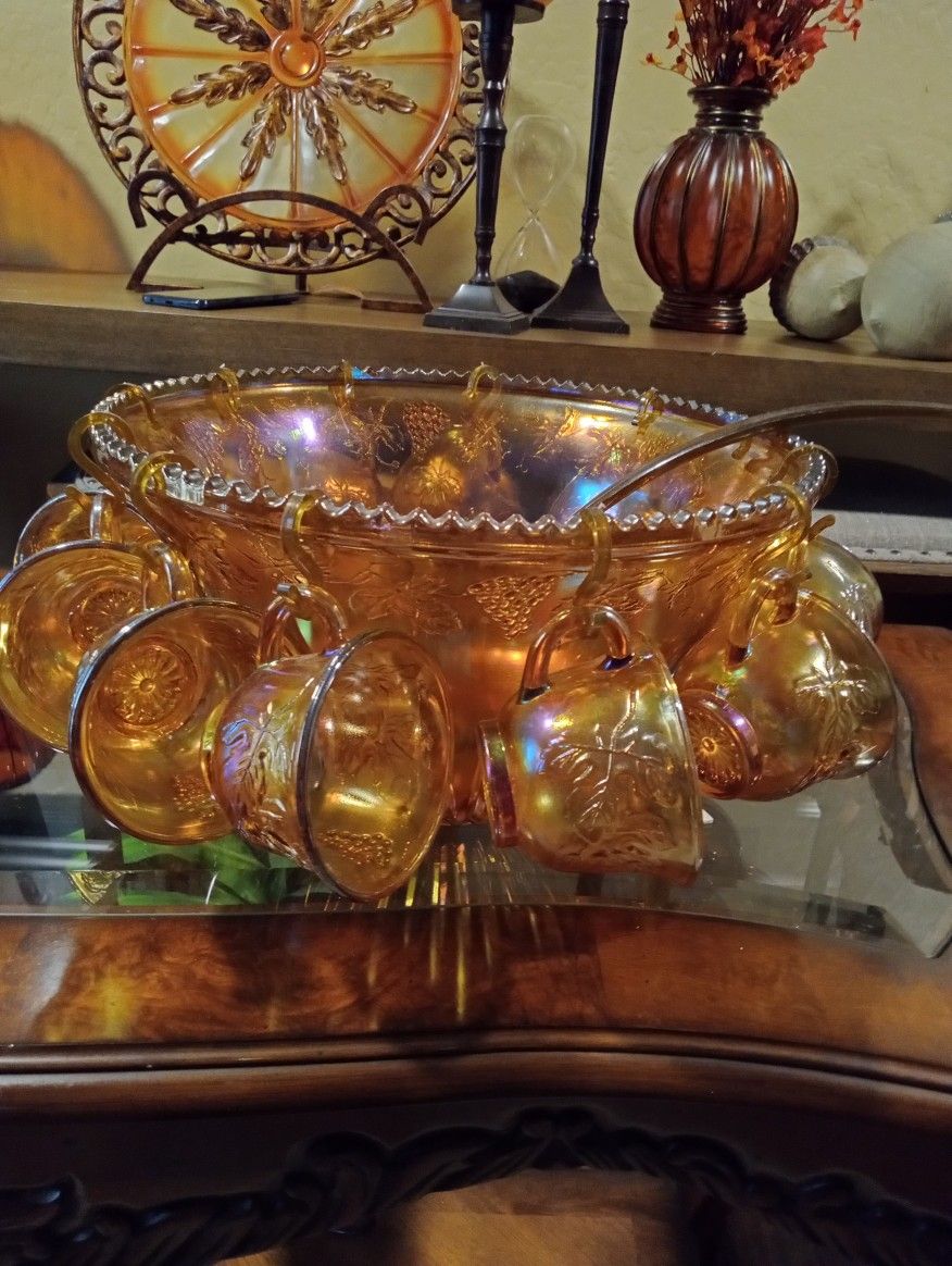Carnival Glass Punchbowl