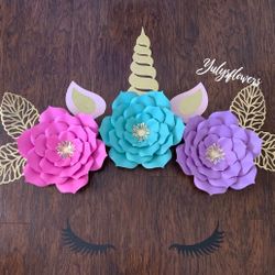 Unicorn 🦄 paper flowers backdrop