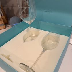Tiffany and Co Cherry Blossom Crystal Wine Glasses