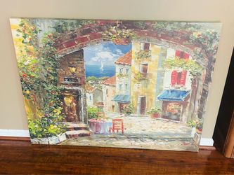 35x47 Tuscany Courtyard Italian Village Beautiful Canvas Art Photo Print