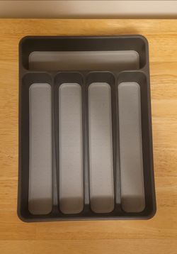 Gray Plastic Cutlery Drawer Organizer Tray