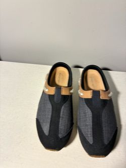 Black Fabric Slip-On Mule Shoes