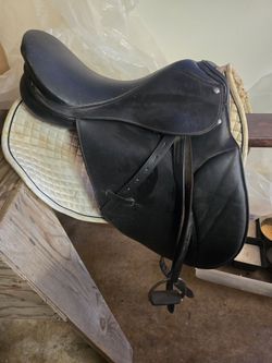 English leather dressage saddle