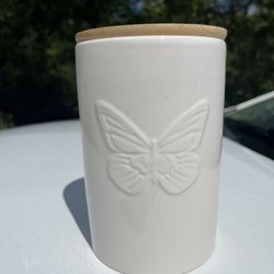 Dolly Parton Porcelain White Container with Butterfly Design