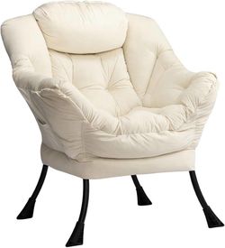 Lazy Chair with Armrest and Side Pocket, Comfy Accent Lounge Chair,Leisure Sofa Armchair for Living Room, Bedroom, Dorm, or Small Spaces, Oversized Re