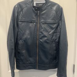 Black Pinet Men's Leather Jacket Blue Size M, There Is a Small Defect