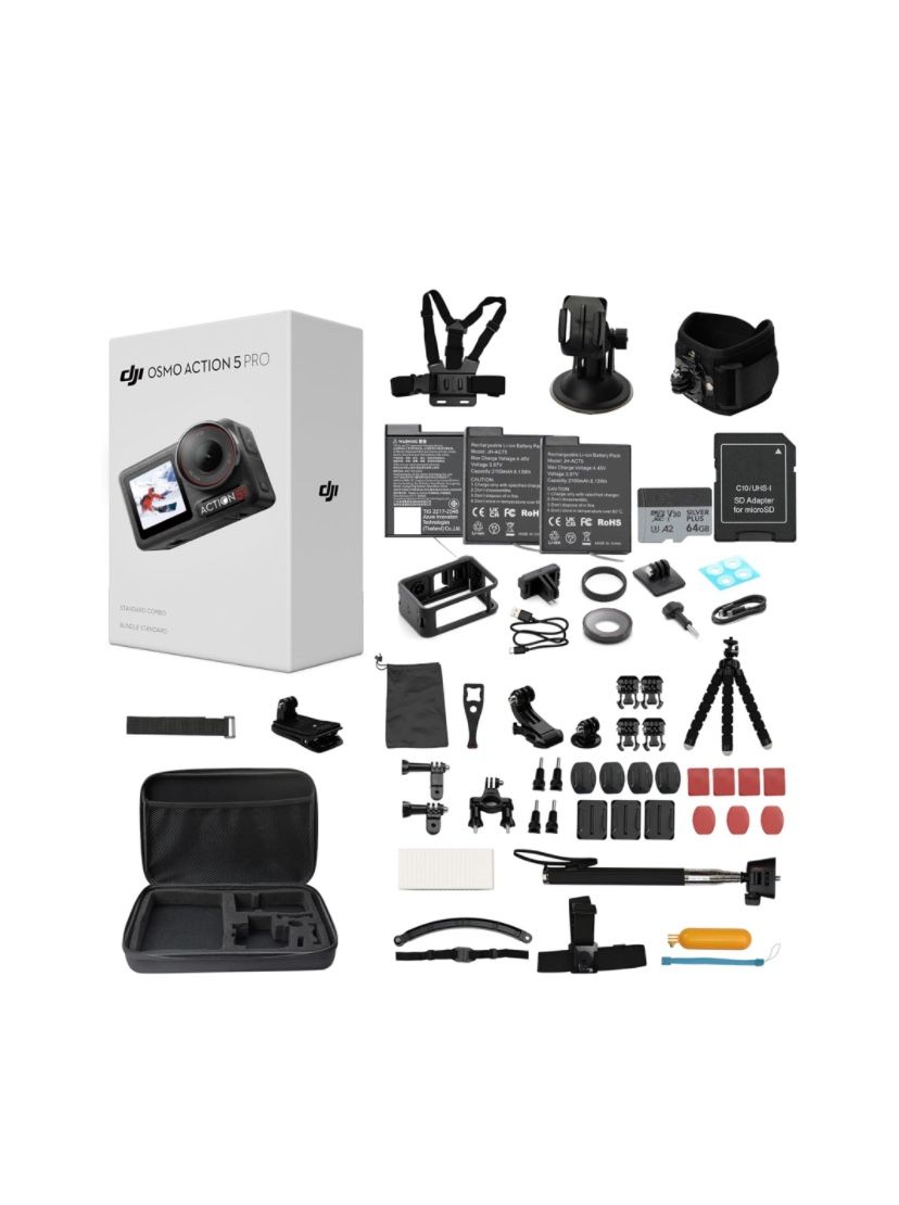 DJI Osmo Action 5 Pro Standard Combo,with 58 Piece Accessory - New