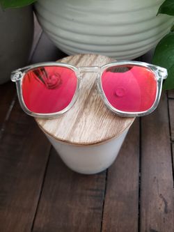 No Brand Sunglasses Clear with Orange/ Red/Yellow Mirror Lenses