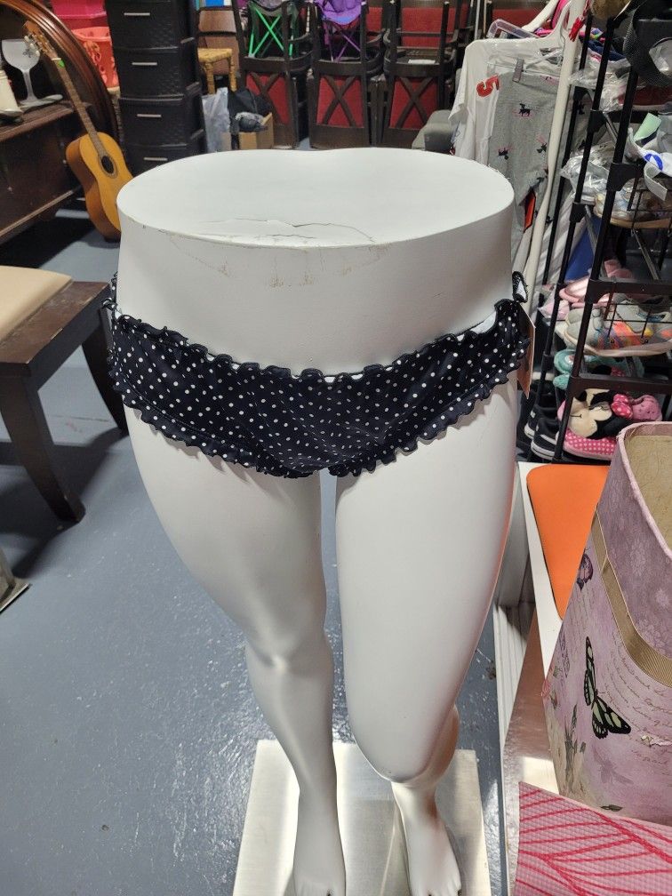 Shade and Shore Black Polka-Dot Bikini Bottom Sz L ( 12 - 14)