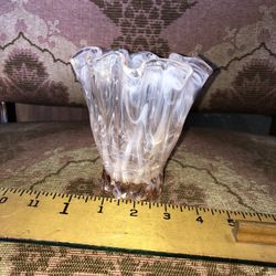 Vintage Japanese Pink Art Glass  Vase 