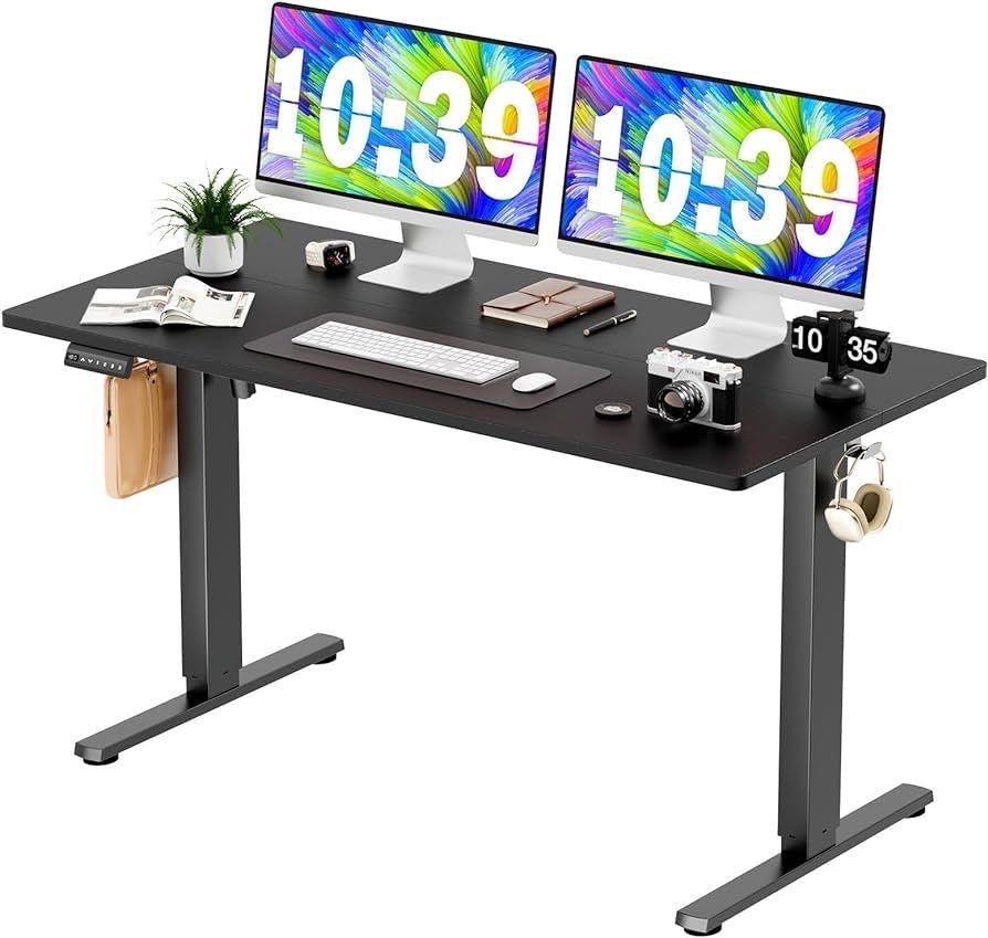 Electric Standing Desk, 48 x 24in Adjustable Height. Rust, Black,Natural, White
