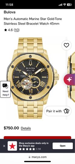 Bulova marine star gold toned watch