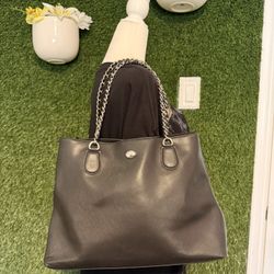 Coach Peyton Saffiano leather chain tote bag