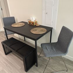 Kitchen table w/ 2 grey chairs