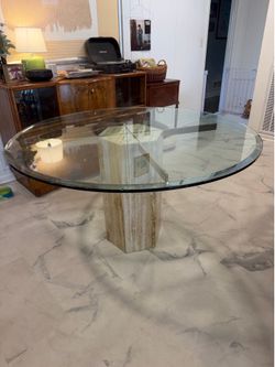 vintage hexagonal travertine pedestal base - post modern / mid century modern