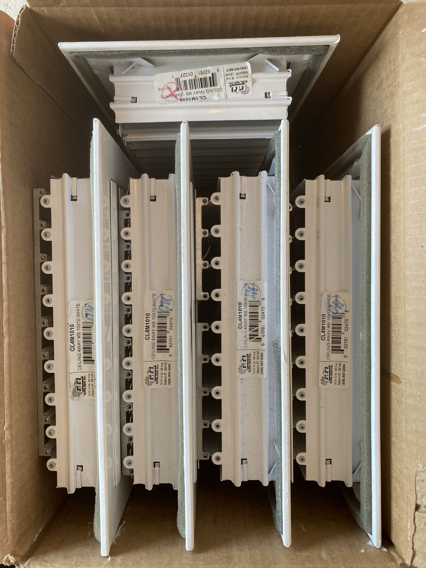 White Grille Tech AC Ceiling Vents 10x10 And 10x6