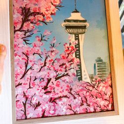 Framed Cherry Blossom Painting 