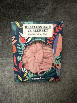 No Heat Overnight Curl Headband, 70" Soft Ribbon Curl Wrap for Long Hair - 9 PCS Rods Set with Bonnet, Pink