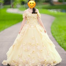 Gold Quinceanera Dress Set