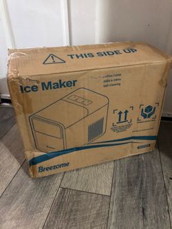 BREEZOME Ice Maker Countertop, 9 Ice Cubes in 6 mins, Self-Cleaning Portable Ice Machine with Basket and Scoop, 2 Sizes of Bullet Ice for Home Kitchen