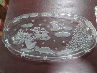 Mikasa Holiday Lights Frosted Crystal Oval Sweet Dish