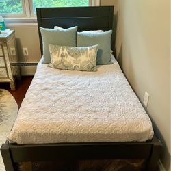 Crate and Barrel Twin Bed with twin trundle bed plus night table