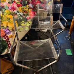 Vintage Mid Century Modern Italian Acrylic Chairs — Clear Lucite / Chrome