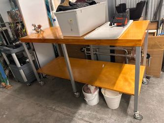 Heavy-Duty Rolling Work Table / Kitchen Island / Studio Workbench