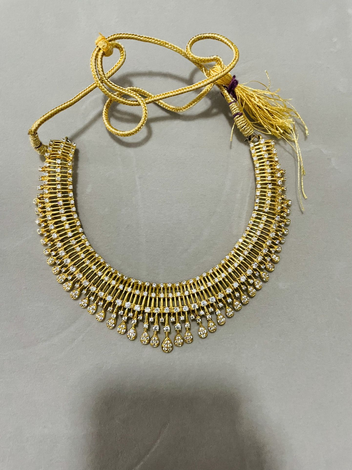 Rose Gold Necklace With White Stones..14 Carrot Gold Plated
