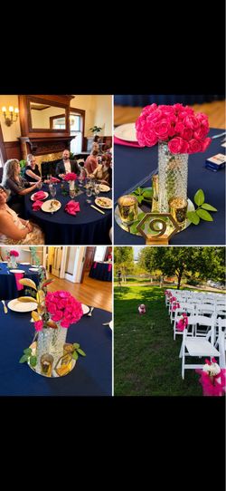 Complete hot pink wedding decor package.
